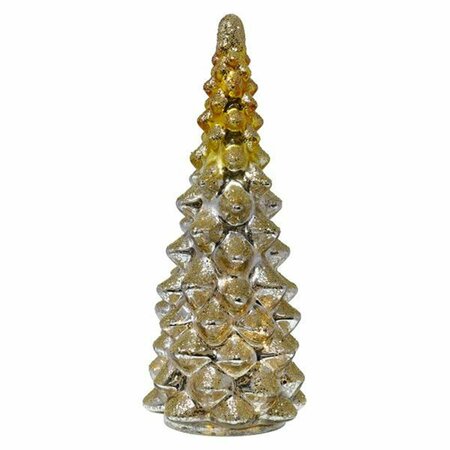 GIFT ESSENTIALS Mercury Glass LED Tree, Gold & Silver - Medium GE3029